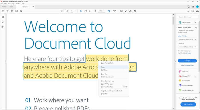 déséclaircir du texte dans un pdf avec adobe acrobat