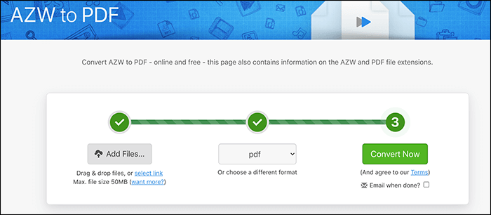 convertir kindle en pdf avec zamzar