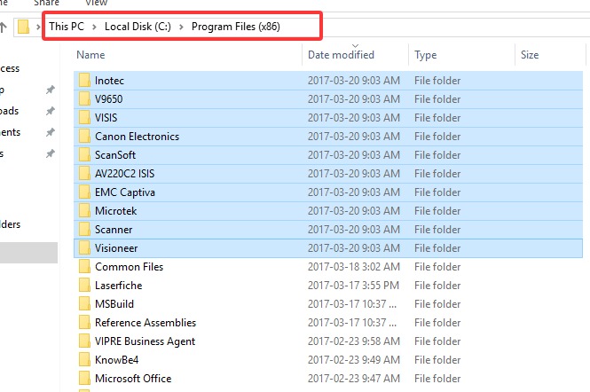 vérifiez le dossier des fichiers du programme (x86)