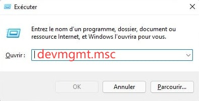 tapez devmgmt.msc
