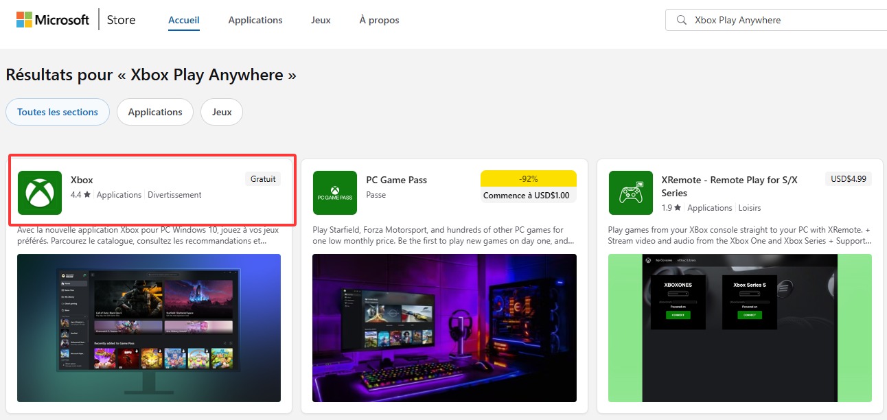 Téléchargez l'application Xbox depuis le Microsoft Store