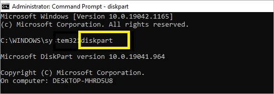 Tapez diskpart