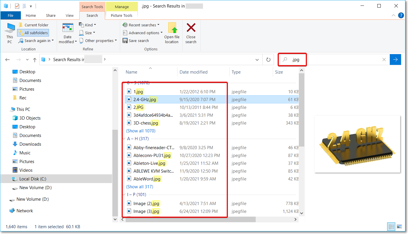recherche de fichier