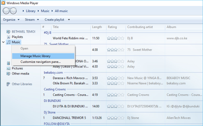 gérer la bibliothèque musicale