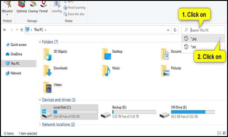 explorateur de fichiers d'extension de recherche