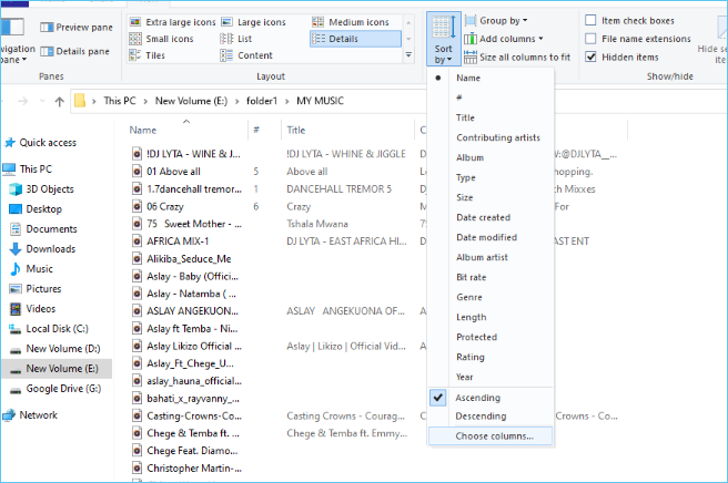 trier les fichiers musicaux par nom