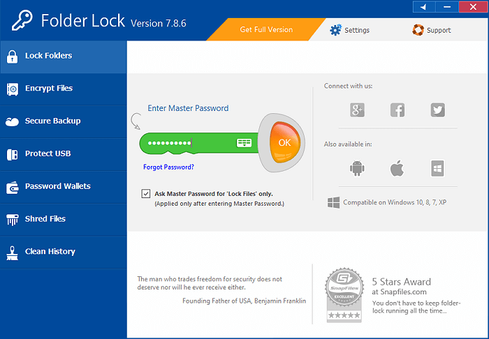 Ouvrez Folder Lock.