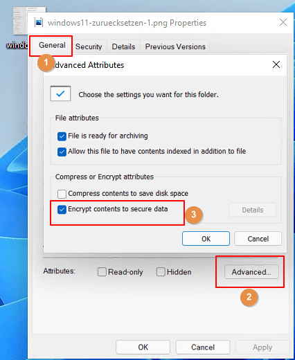 Définir pour crypter le fichier