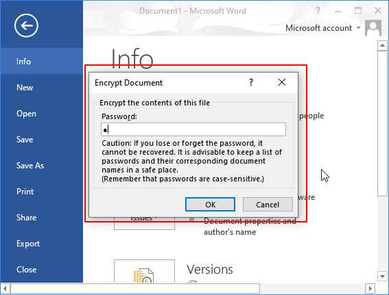 Ajoutez un mot de passe pour chiffrer le document Word