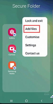 dossier sécurisé ajouter des fichiers samsung