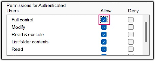 autorisation de contrôle total
