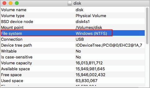 vérifier si le périphérique lacie est formaté en ntfs 2