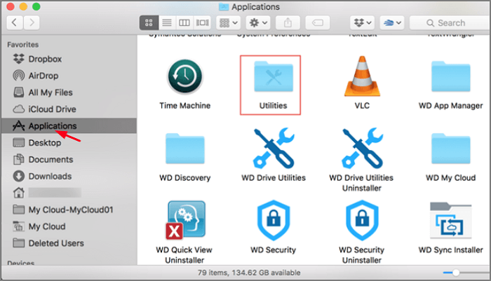 cliquez sur l'application allez dans les utilitaires