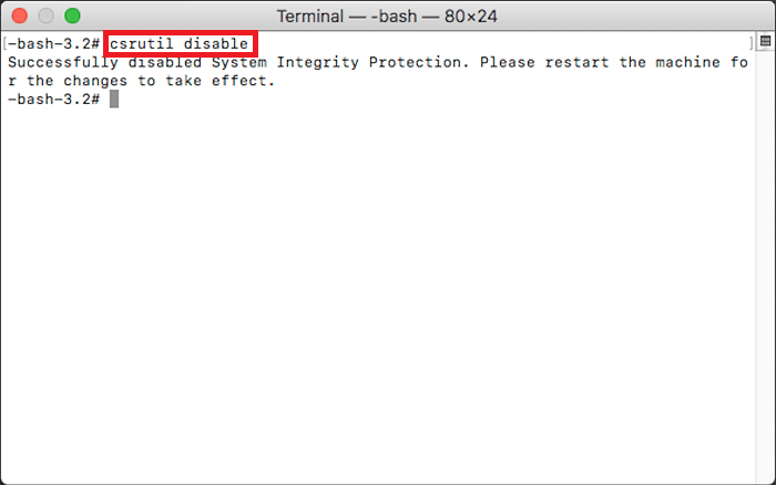 csrutil désactivé