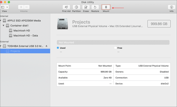 montage de l'utilitaire de disque