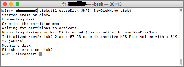 diskutil erasedisk pour formater