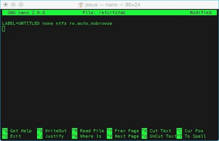 activer l'écriture via le terminal