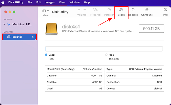 Sélectionnez le lecteur WD à formater