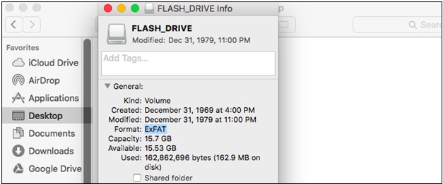 Informations sur le lecteur flash