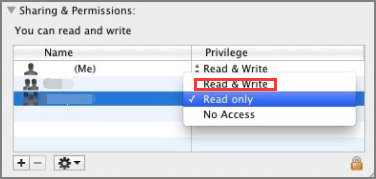 privilege under sharing & permissions