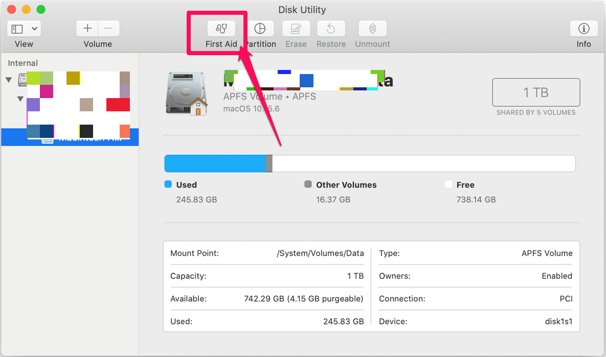 Exécuter S.O.S. de l'utilitaire de disque sur Mac