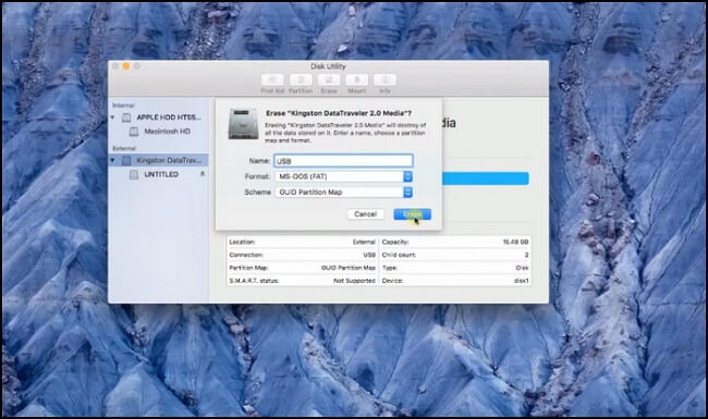 appuyez sur le bouton bleu d'effacement