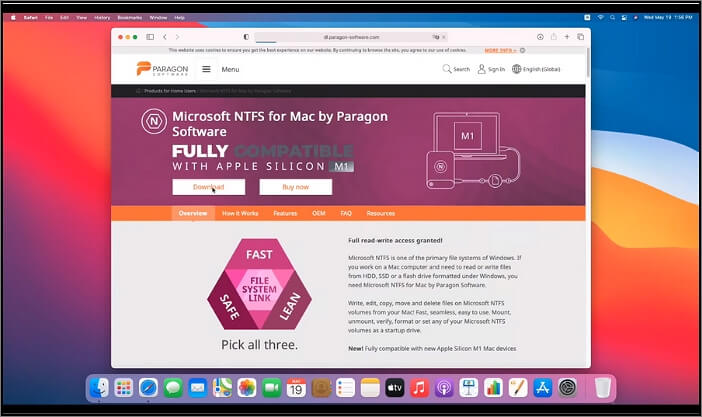 Téléchargez le logiciel NTFS for Mac de Paragon.