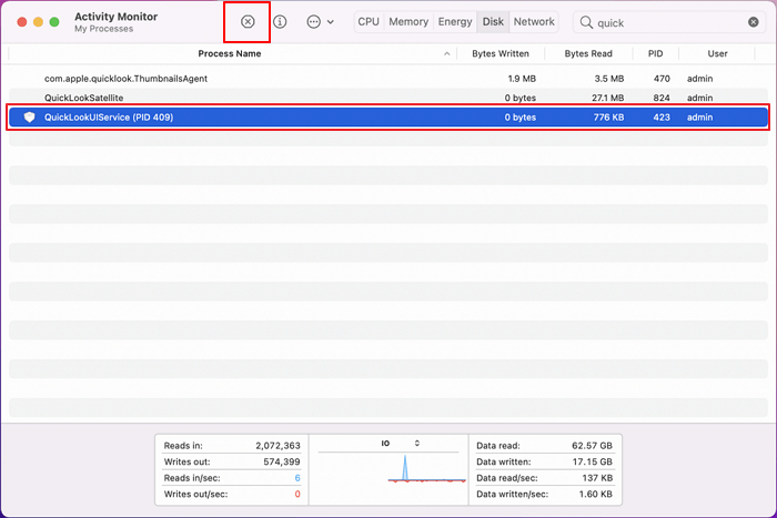 Terminer les processus en cours qui utilisent le disque dur externe
