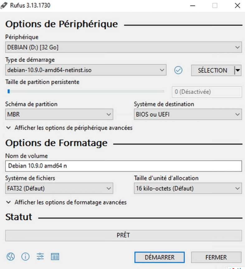 utiliser refuser de créer une clé USB amorçable UEFI