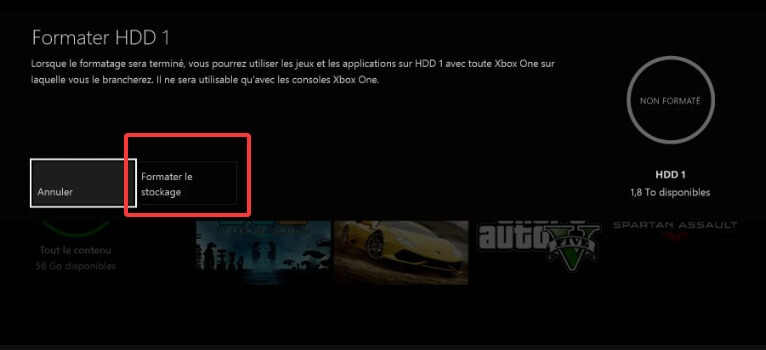 Confirmer le formatage d'un disque dur externe