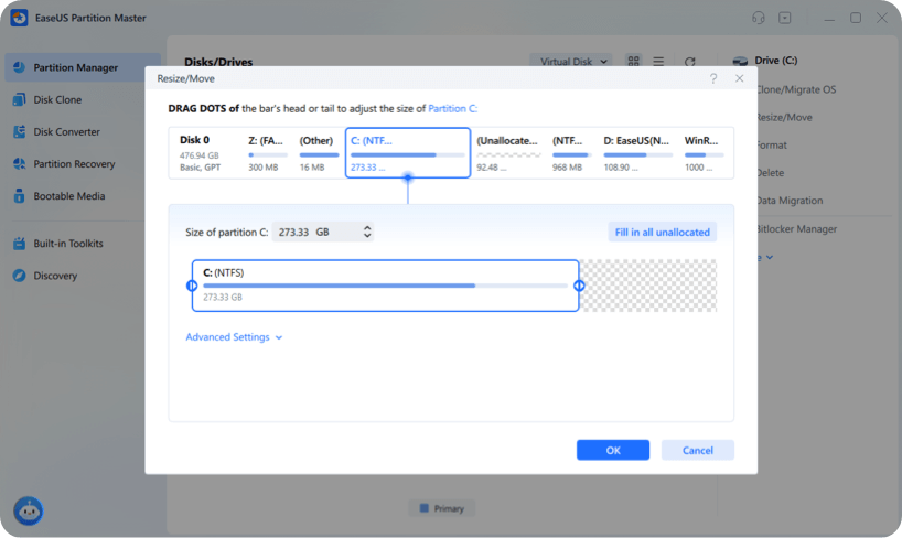 étendre le lecteur c pour la mise à niveau de Windows 11